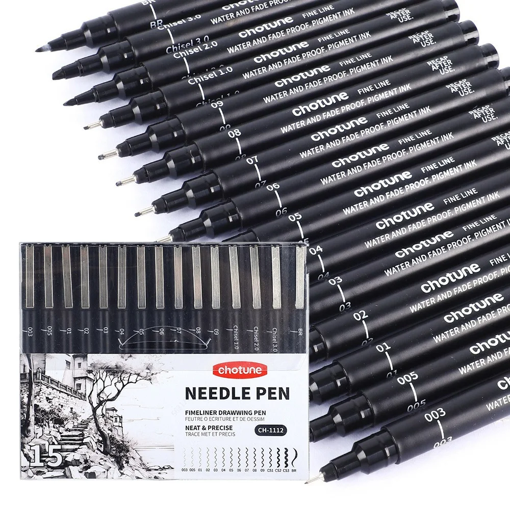 Zwarte micropennen, 15 maten,  - Copic Marker Sketch recensie en prijs